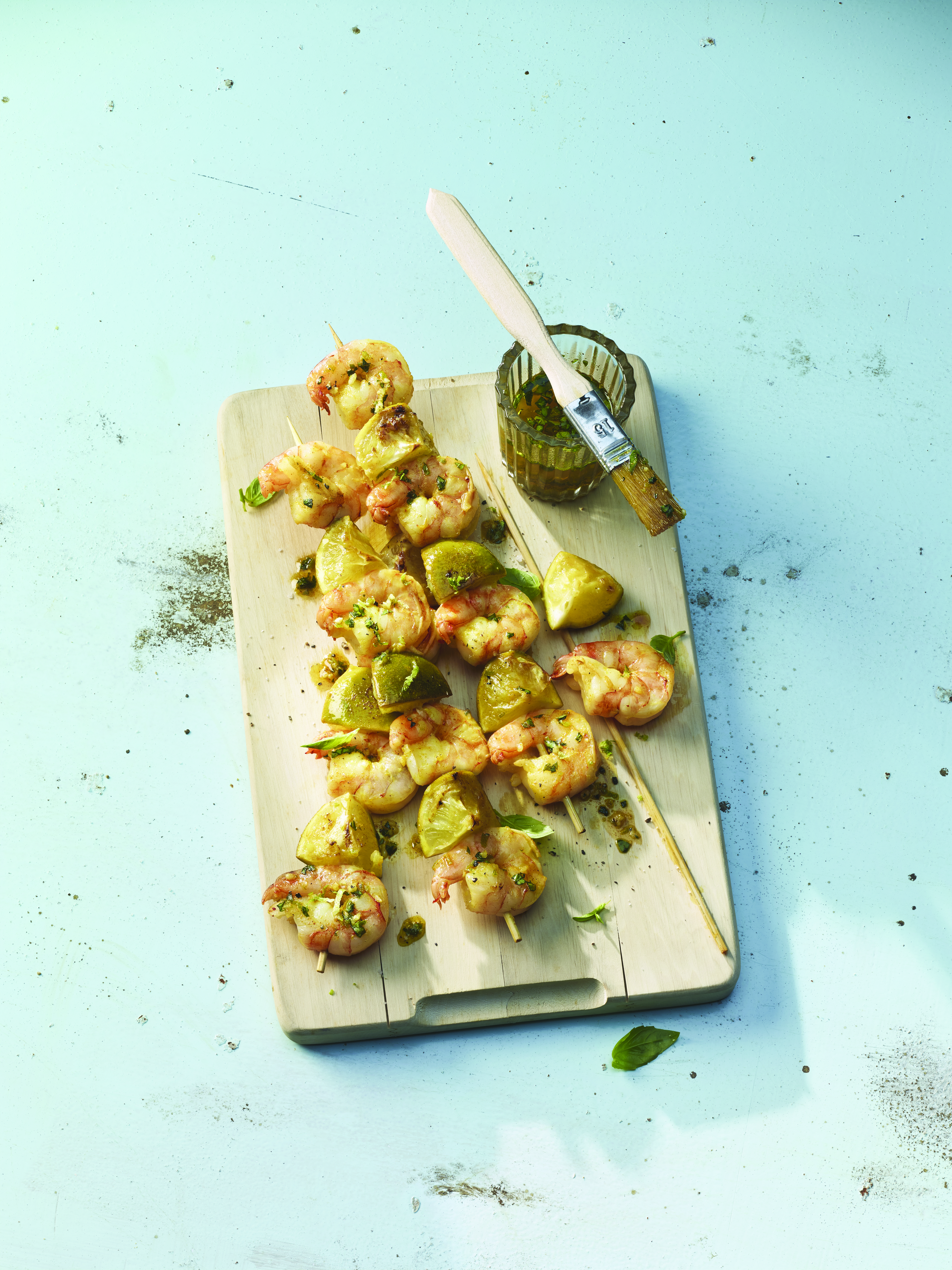 Brochettes de limettes et crevettes