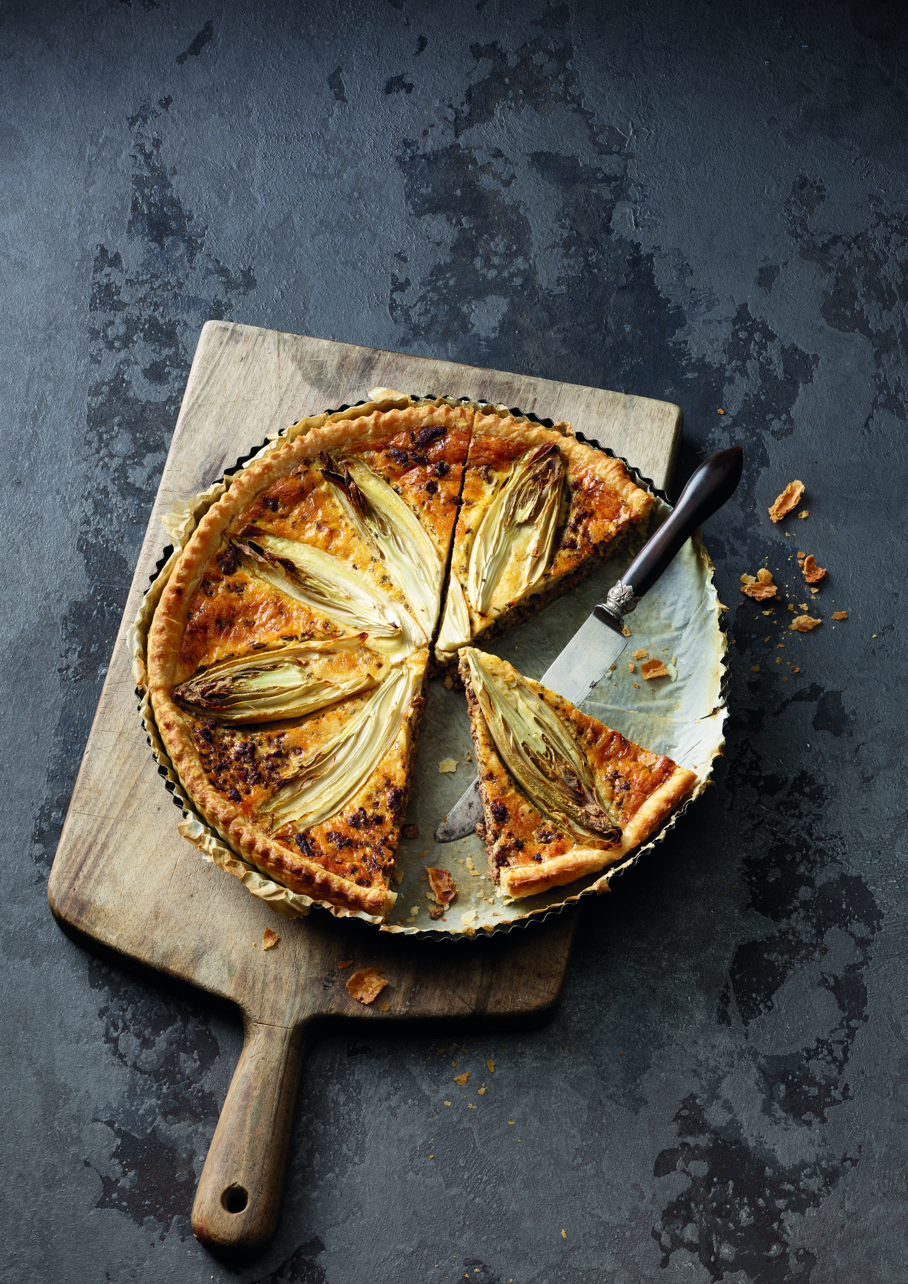 Quiche à la viande hachée et aux endives